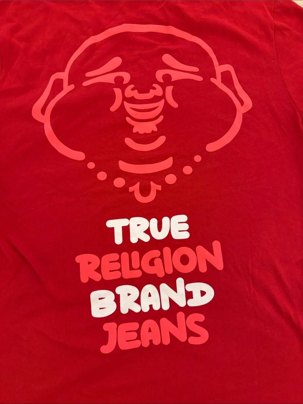 True Religion Red Drip Logo Short Sleeve Tee - Hot Red